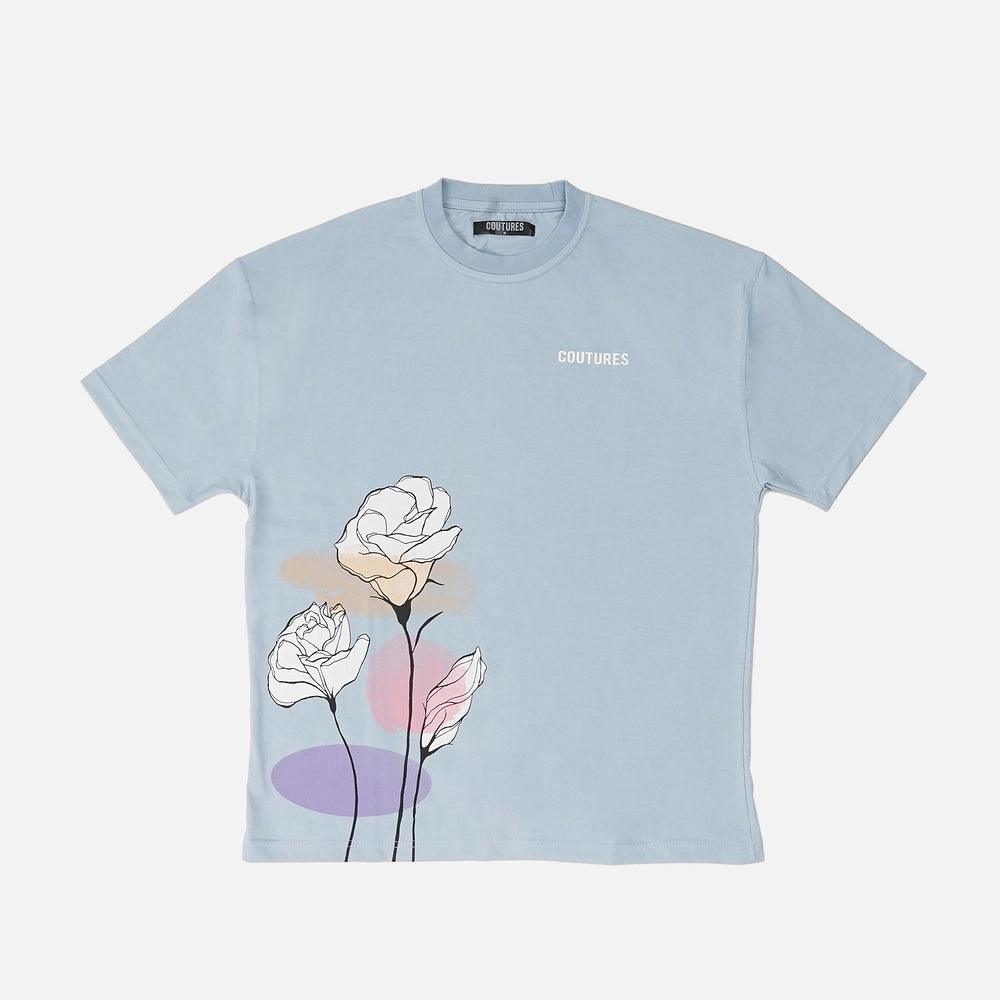 FLORA OVERSIZED T-SHIRT - ICED-BLUE