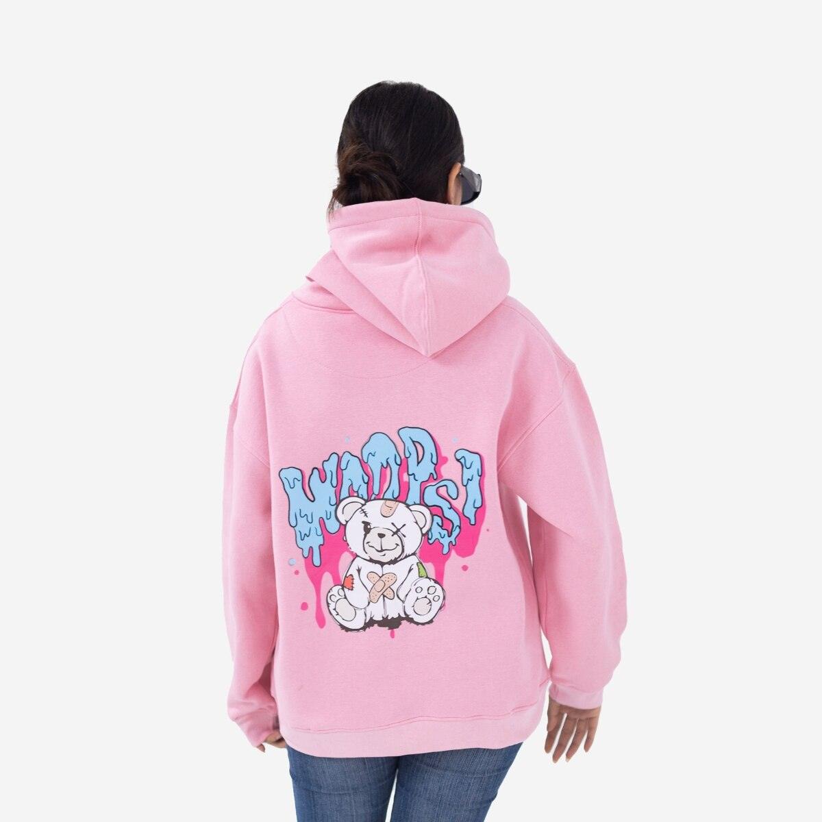 TEDDY BEAR OVERSIZED HOODIE - LIGHT PINK