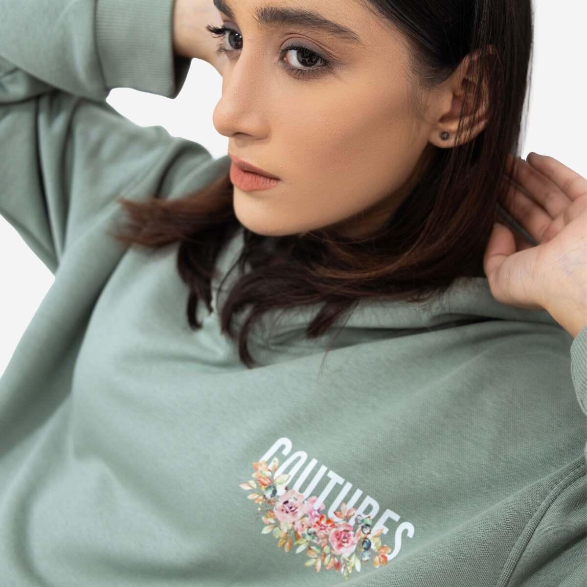 BLOSSOM OVERSIZED HOODIE - OLIVE GREEN