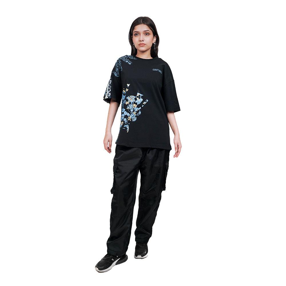 WISTERIA OVERSIZED T-SHIRT - BLACK