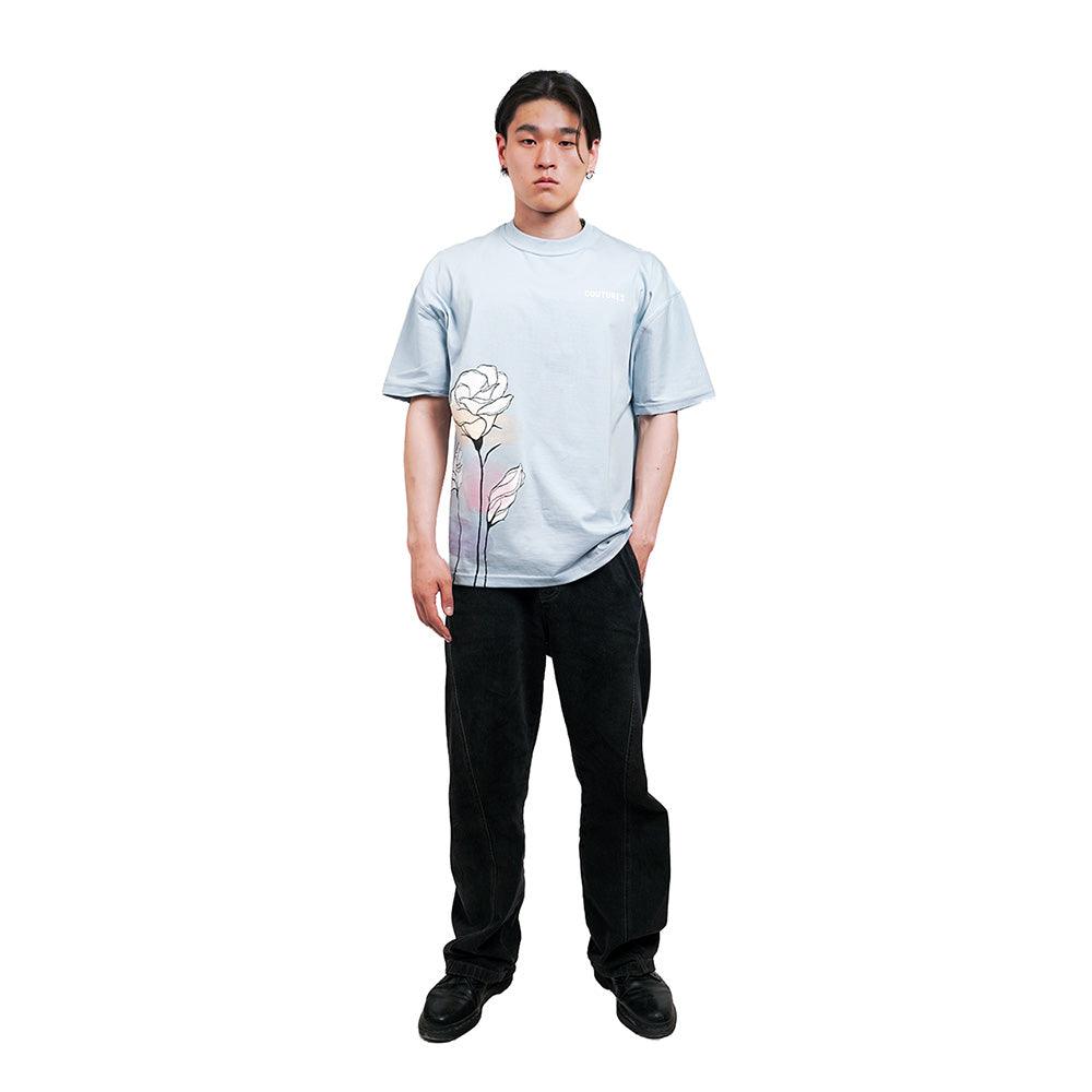 FLORA OVERSIZED T-SHIRT - ICED-BLUE