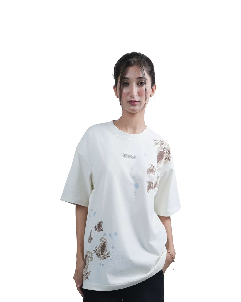 SCATTERED ROOTS  OVERZIED T-SHIRT - CREAM