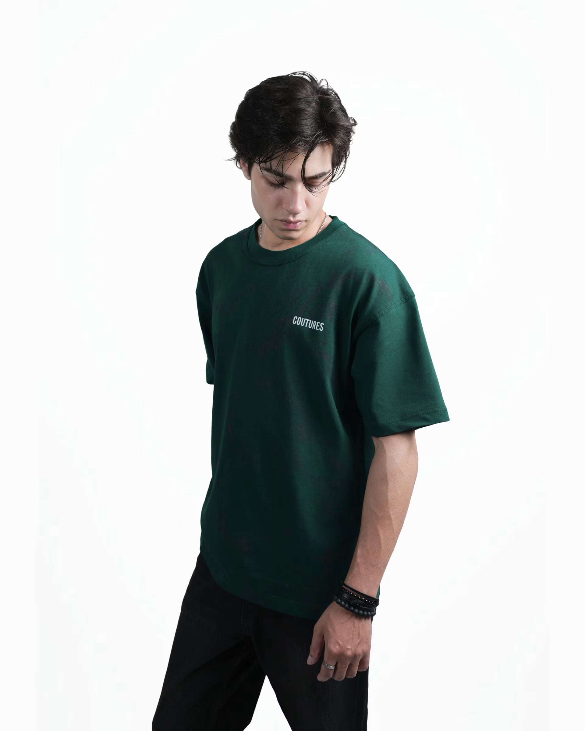 SCRIPTED BLOOM  OVERZIED T-SHIRT - GREEN
