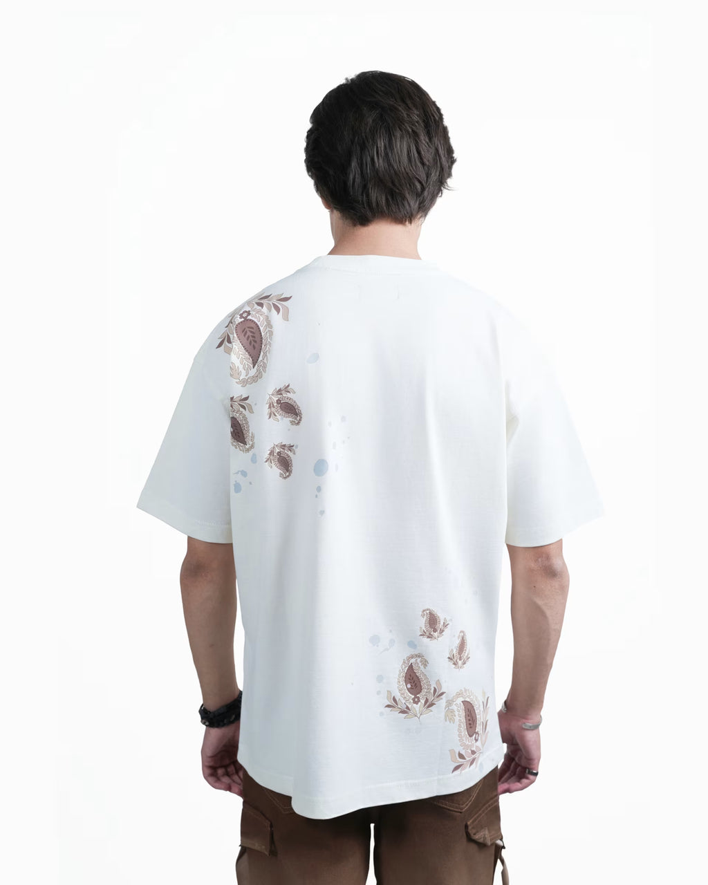 SCATTERED ROOTS  OVERZIED T-SHIRT - CREAM