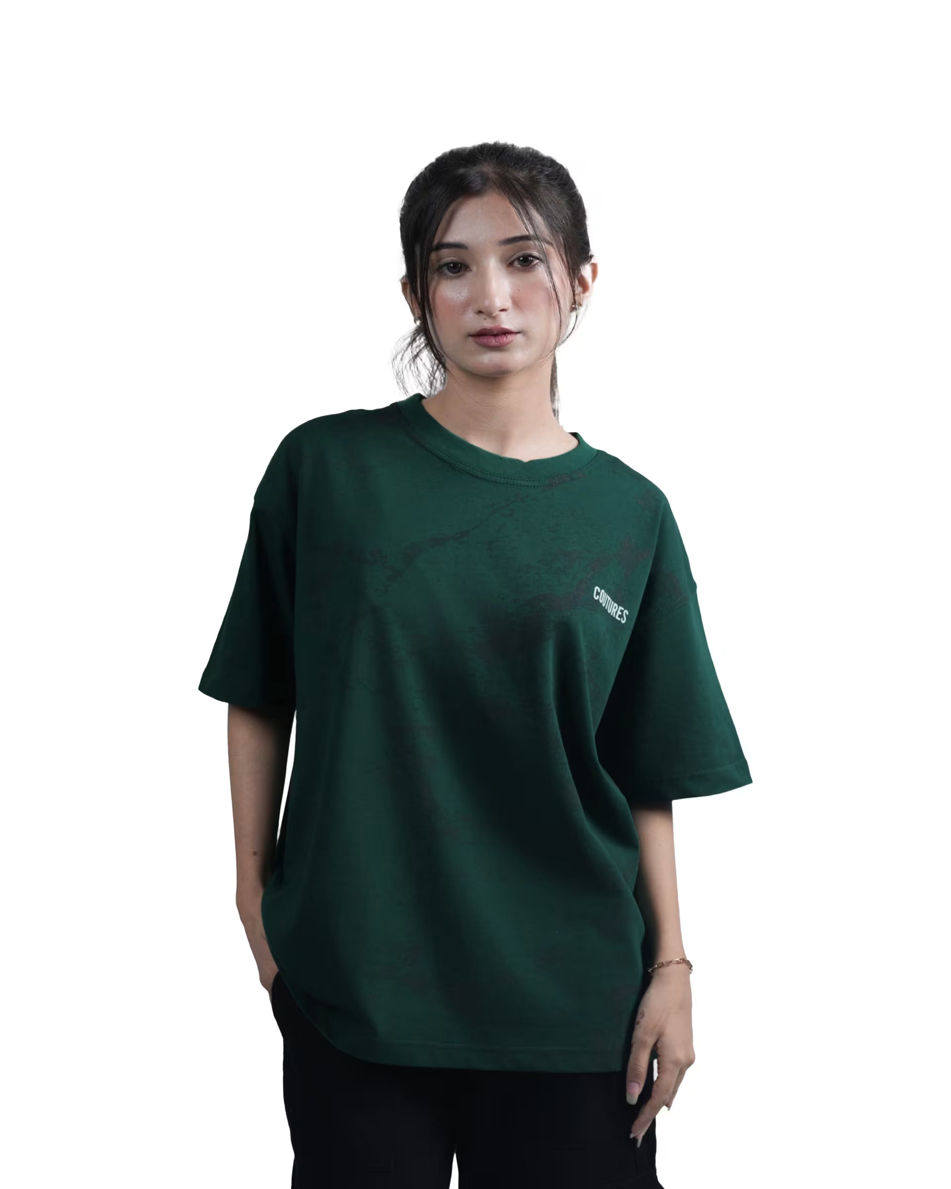 SCRIPTED BLOOM  OVERZIED T-SHIRT - GREEN