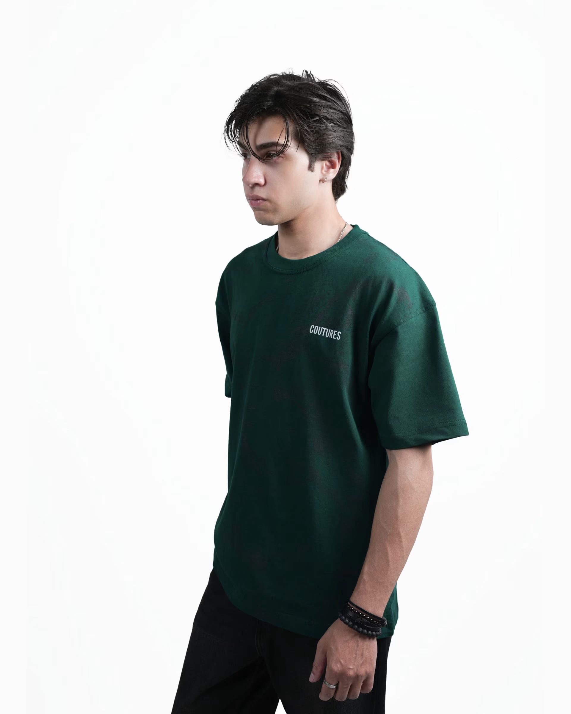 SCRIPTED BLOOM  OVERZIED T-SHIRT - GREEN
