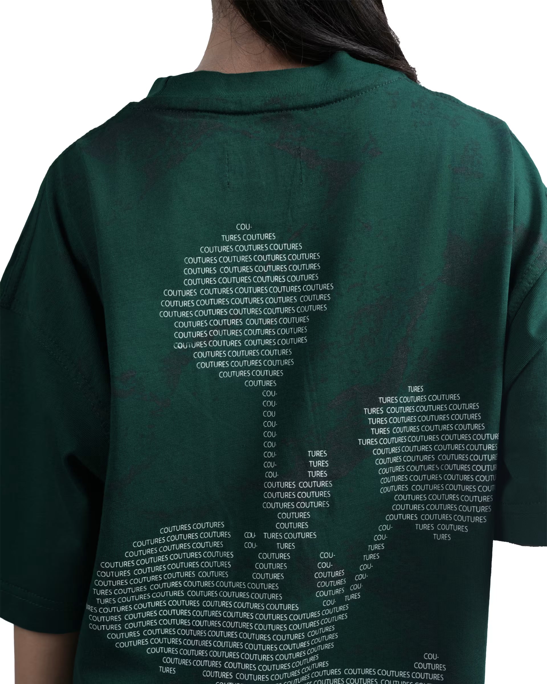 SCRIPTED BLOOM  OVERZIED T-SHIRT - GREEN