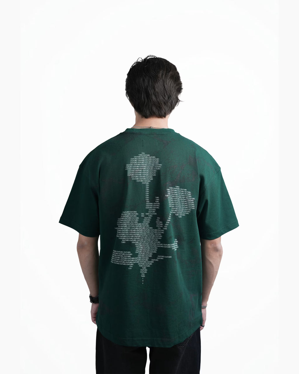 SCRIPTED BLOOM  OVERZIED T-SHIRT - GREEN