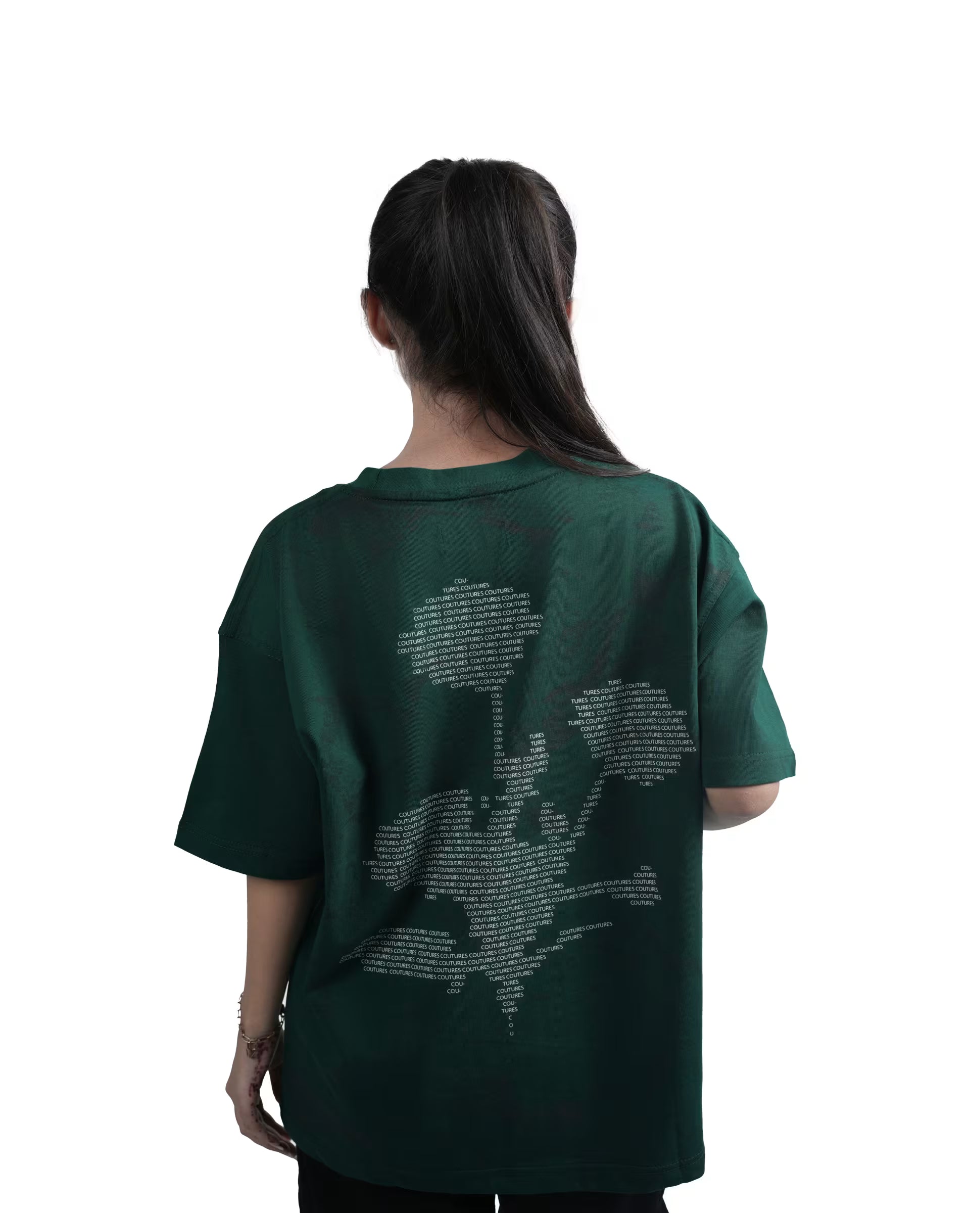 SCRIPTED BLOOM  OVERZIED T-SHIRT - GREEN