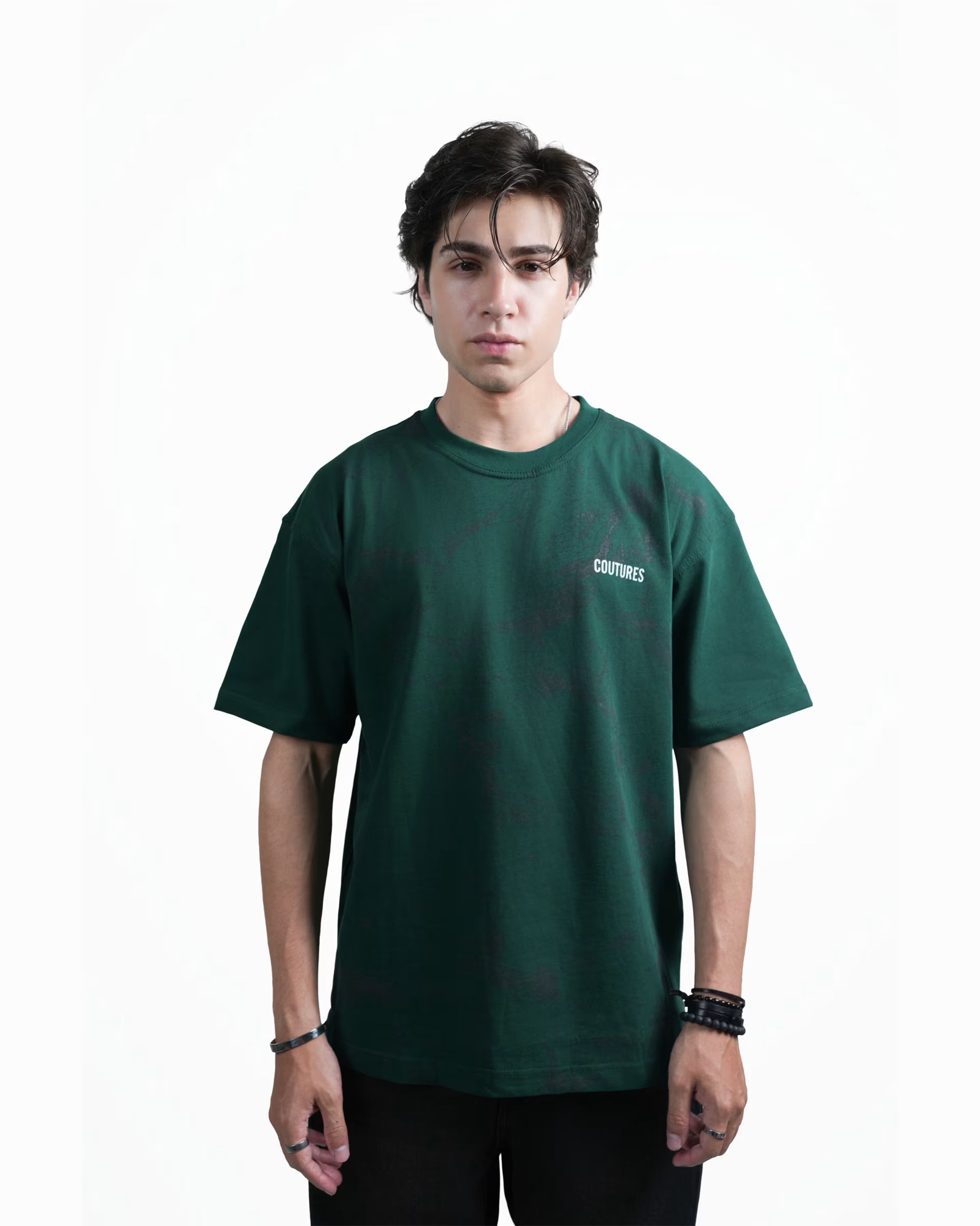 SCRIPTED BLOOM  OVERZIED T-SHIRT - GREEN