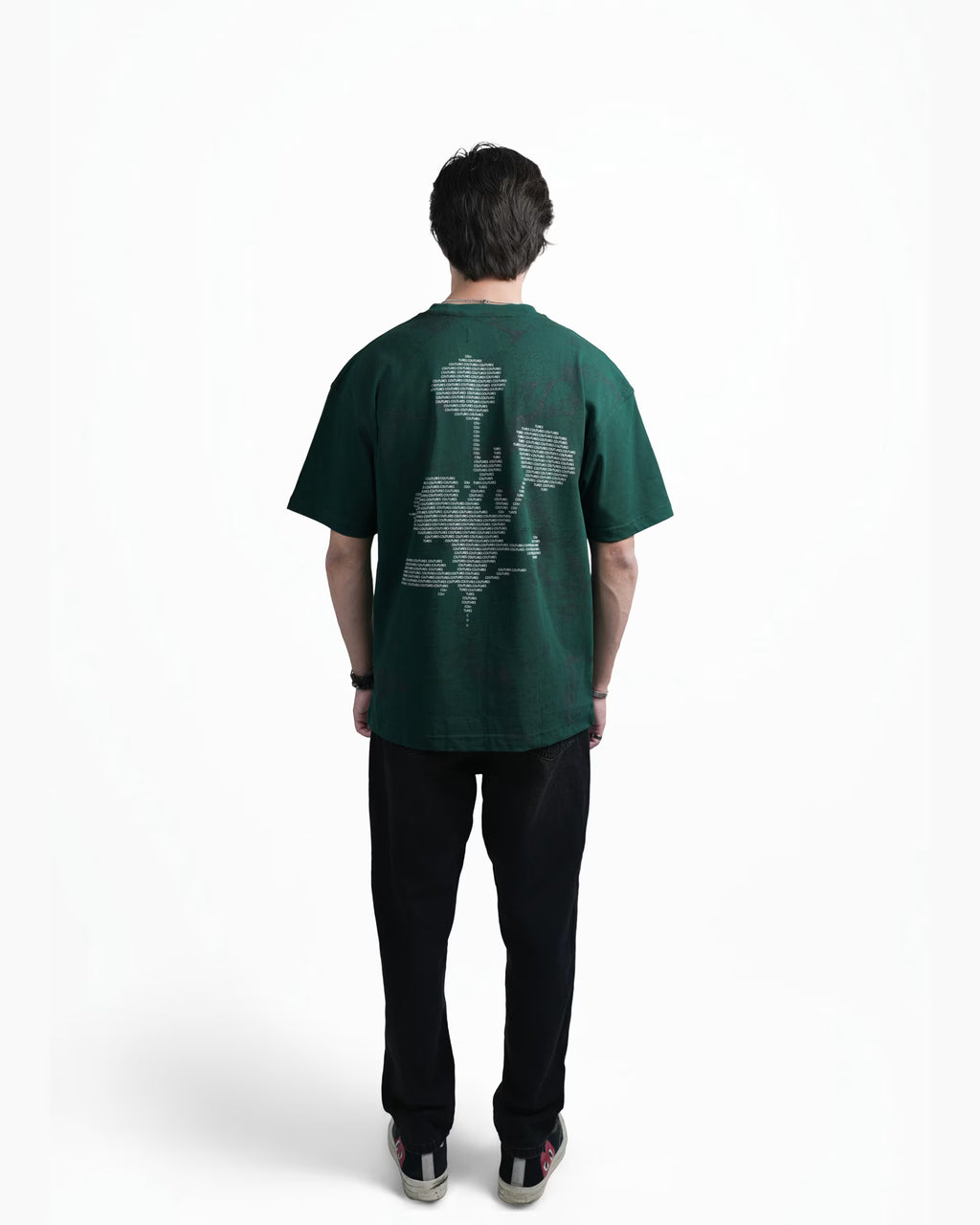 SCRIPTED BLOOM  OVERZIED T-SHIRT - GREEN