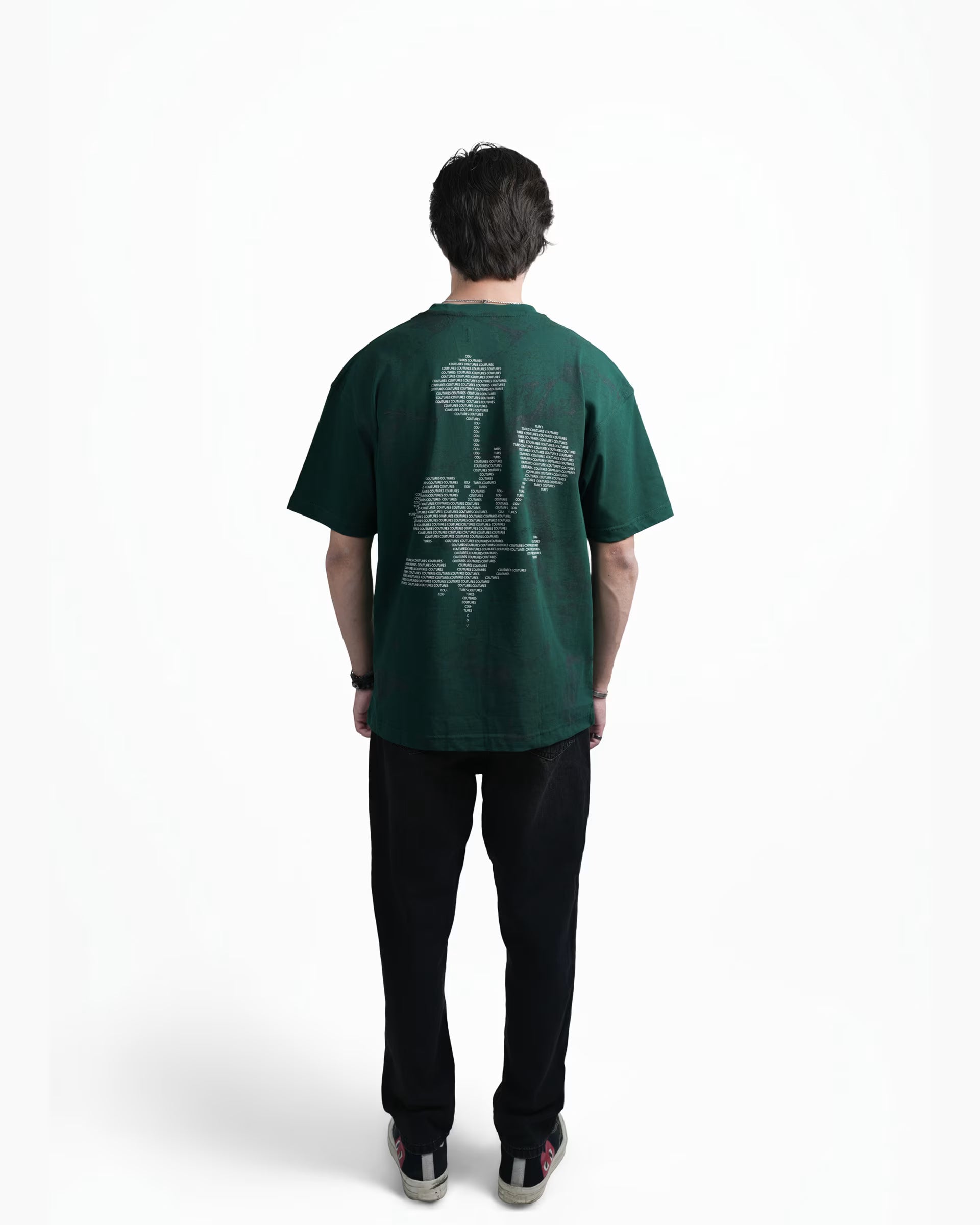 SCRIPTED BLOOM  OVERZIED T-SHIRT - GREEN