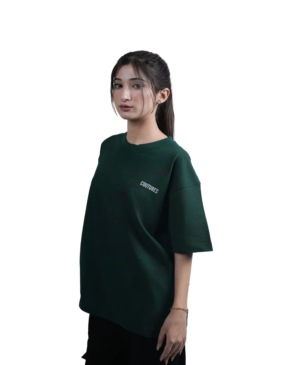 SCRIPTED BLOOM  OVERZIED T-SHIRT - GREEN
