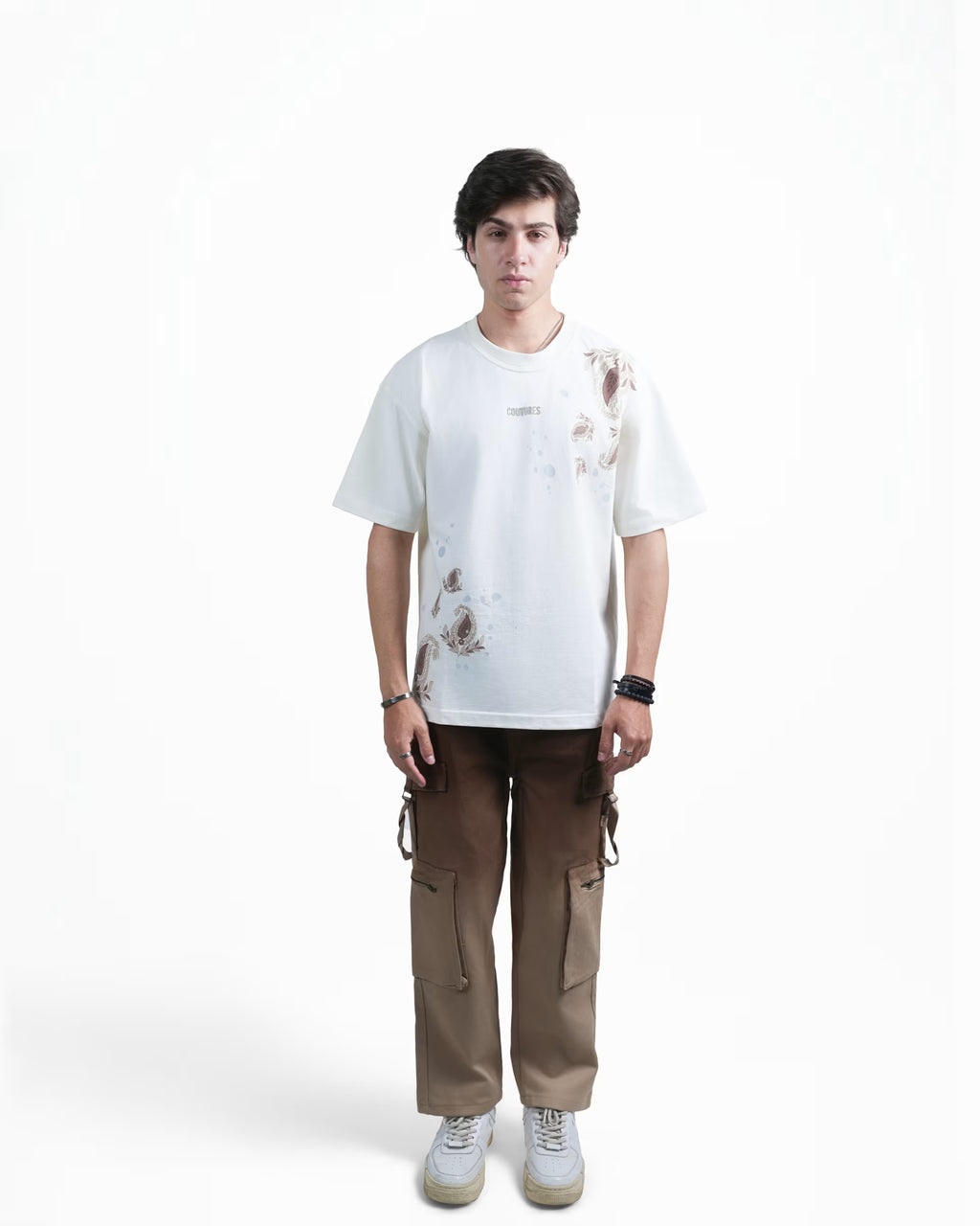 SCATTERED ROOTS  OVERZIED T-SHIRT - CREAM