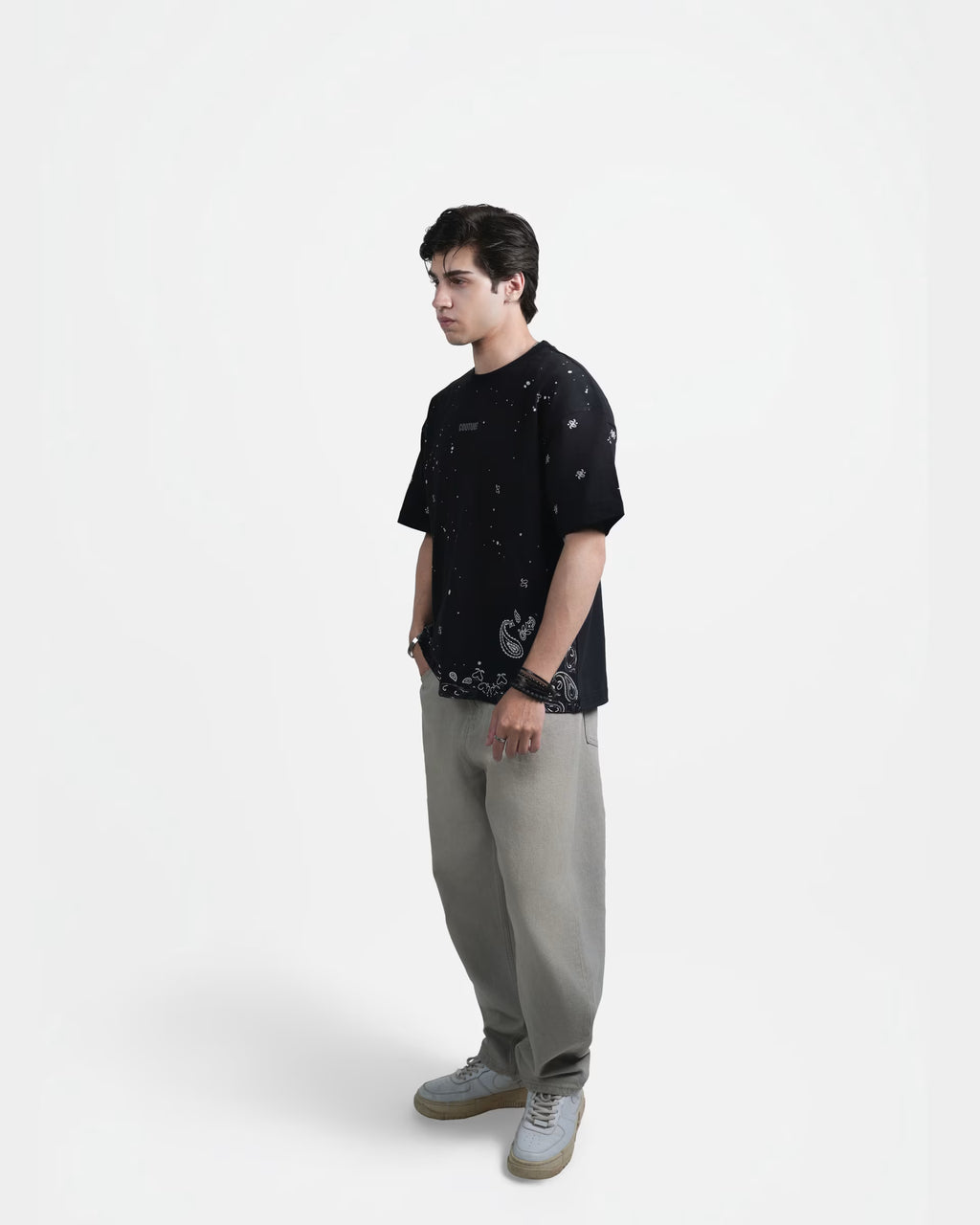 ROOTED NIGHTS OVERSIZED T-SHIRT - BLACK