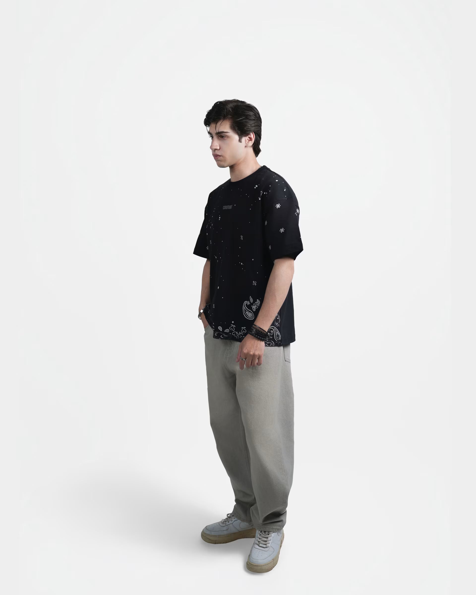 ROOTED NIGHTS OVERSIZED T-SHIRT - BLACK